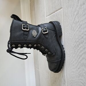 Harley-Davidson Black Heeled Boots with Buckles